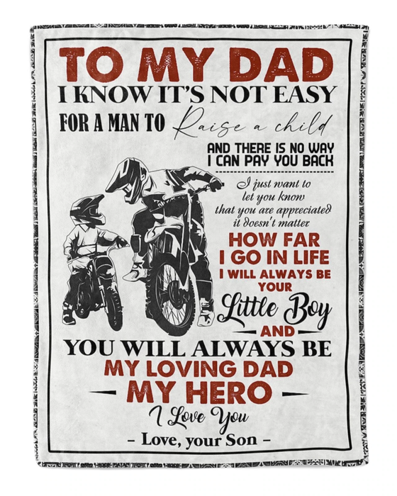 Personalized Blanket For Racing Lover To My Dad From Son Daddy And Baby In Motorbike Print Retro Style Custom Name