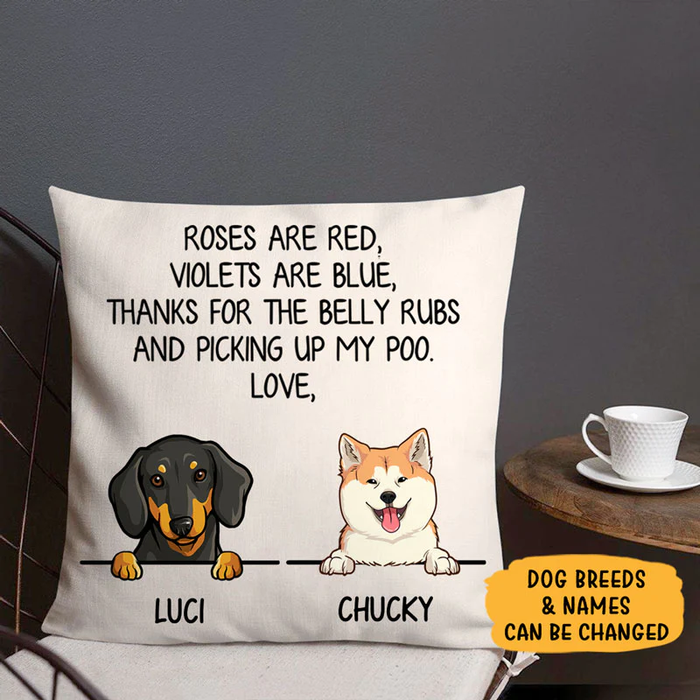 Personalized Square Pillow Gifts For Dog Lover Roses Are Red Violets Are Blue Custom Name Sofa Cushion For Birthday