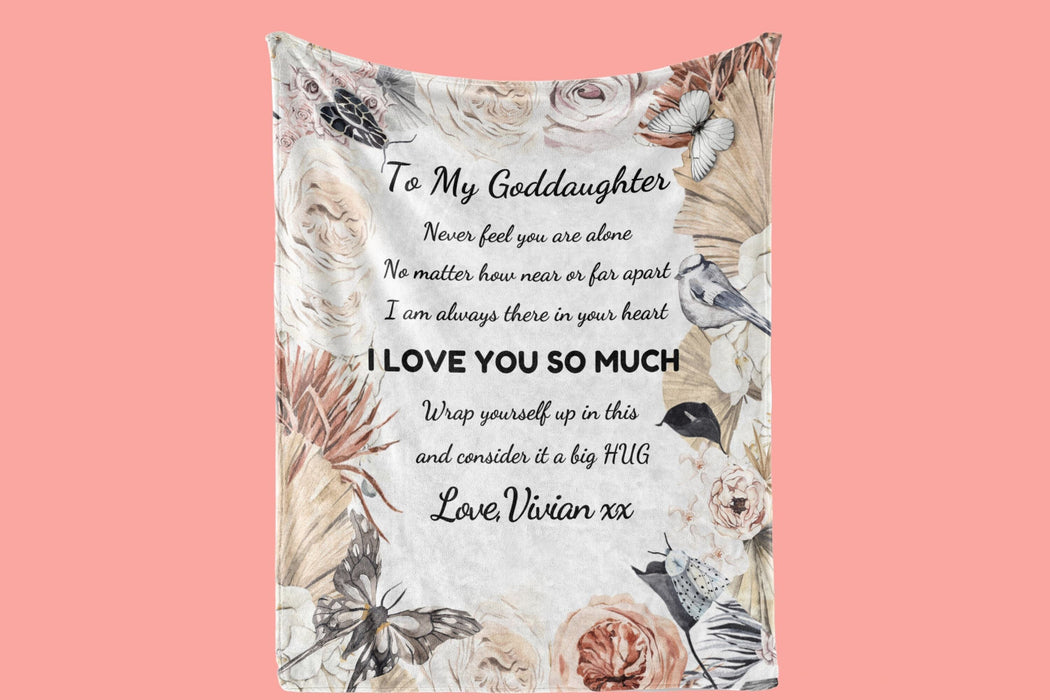 Personalized To My Goddaughter Blanket From Godparents Flower Butterflies I Love You So Much Custom Name Christmas Gifts