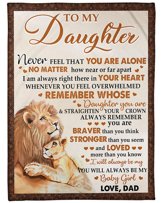 Personalized Blanket To My Daughter From Dad Always Right There Vintage Old & Baby Lion Print Custom Name