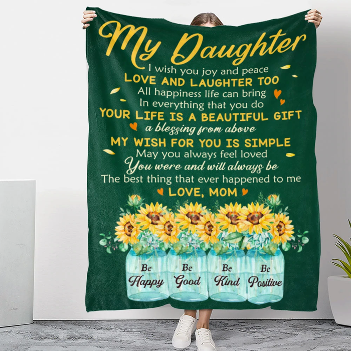 Personalized Premuim Blanket To My Daughter I Wish You Joy And Peace Print Sunflower Blanket Custom Name