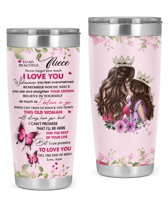 Personalized To My Niece Tumbler From Aunt Love You Till The End Of Mine Custom Name Travel Cup Gifts For Christmas Xmas