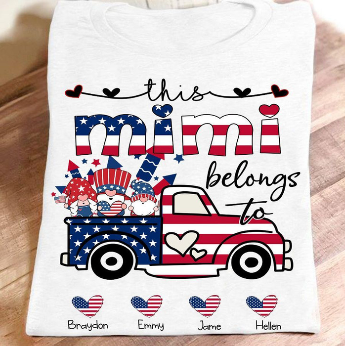 Personalized T-Shirt For Grandma Firecrackers Truck With USA Flag Design Custom Grandkids Name 4th July Day Shirt