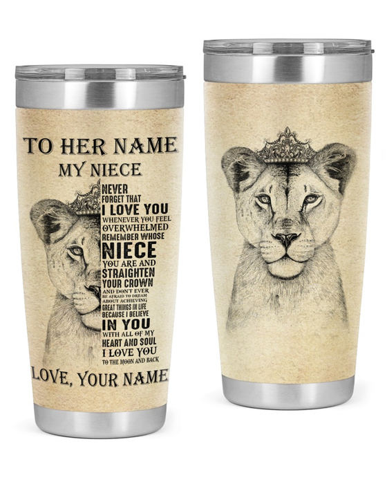 Personalized To My Niece Tumbler From Aunt Uncle Vintage Diadem Never Forget I Love You Custom Name Travel Cup Birthday Gifts