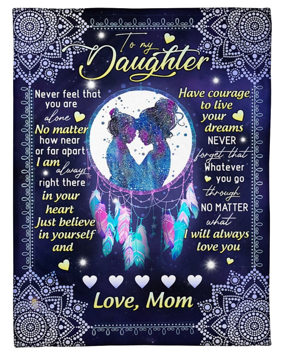Personalized Purple Mandala Blankets To My Daughter Big Hug Dreamcatcher Fleece Blankets Custom Name