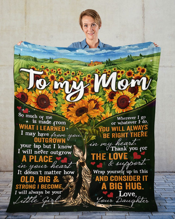 Personalized Sunflower Tree Woman Premium Blanket To My Mom From Daughter Thank You For The Love And Support Custom Name