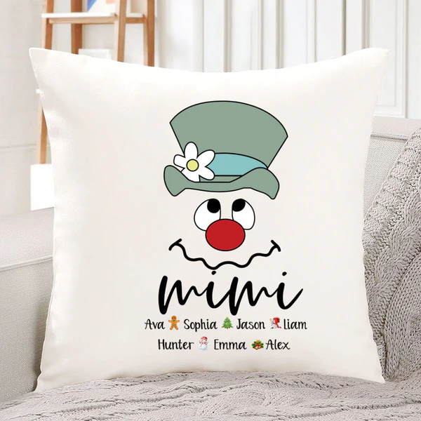 Personalized Square Pillow Gifts For Grandma Funny Mimi Christmas Elf Custom Grandkids Name Sofa Cushion For Christmas