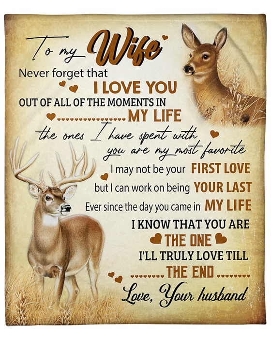 Personalized Fleece Blanket To My Wife You Came In My Life Romantic Deer Couple Sherpa Blanket Customized Nane