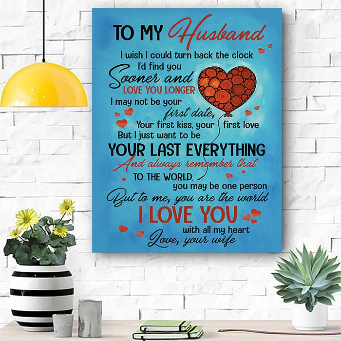 Personalized To My Husband Canvas Wall Art From Wife Flower Heart To Me You Are The World Custom Name Poster Prints=