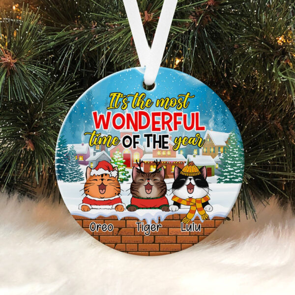 Personalized Ornament For Cat Owners It’S The Wonderful Time Of The Year Custom Name Tree Hanging Gifts For Christmas
