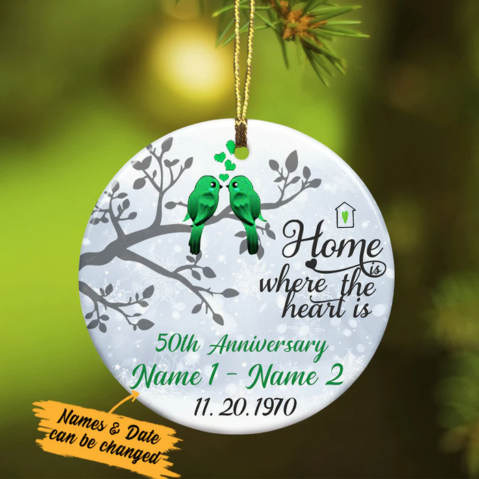 Personalized Ornament Gifts For Couples Home Where The Heart Is Cardinal Custom Name Tree Hanging On Anniversary