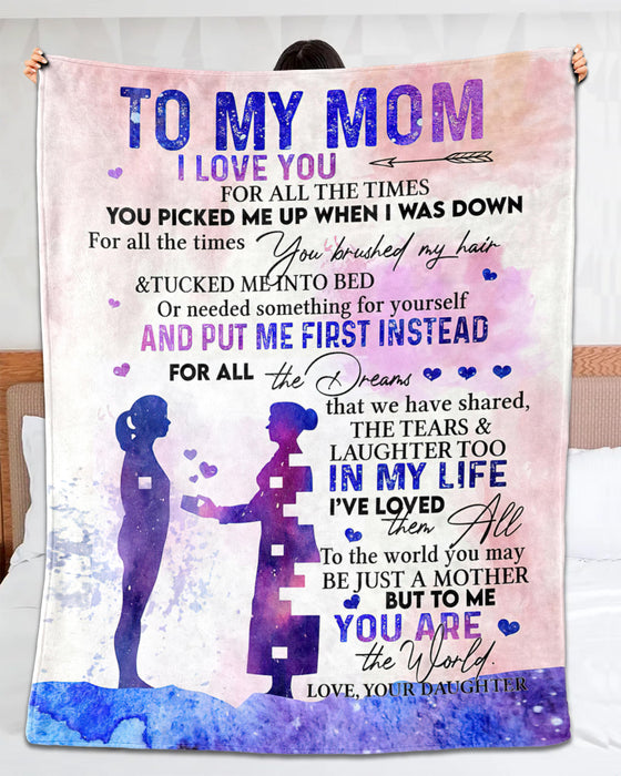 Personalized To My Mom Blanket From Daughter Puzzle Mom & Girl Printed For All The Time You Picked Me Up