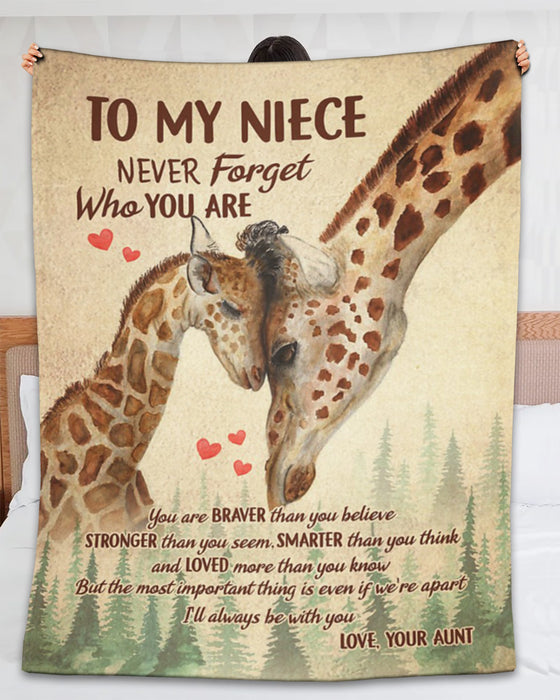 Personalized To My Niece Blanket From Aunt Uncle Vintage Cute Giraffe You Are Braver Custom Name Gifts For Christmas
