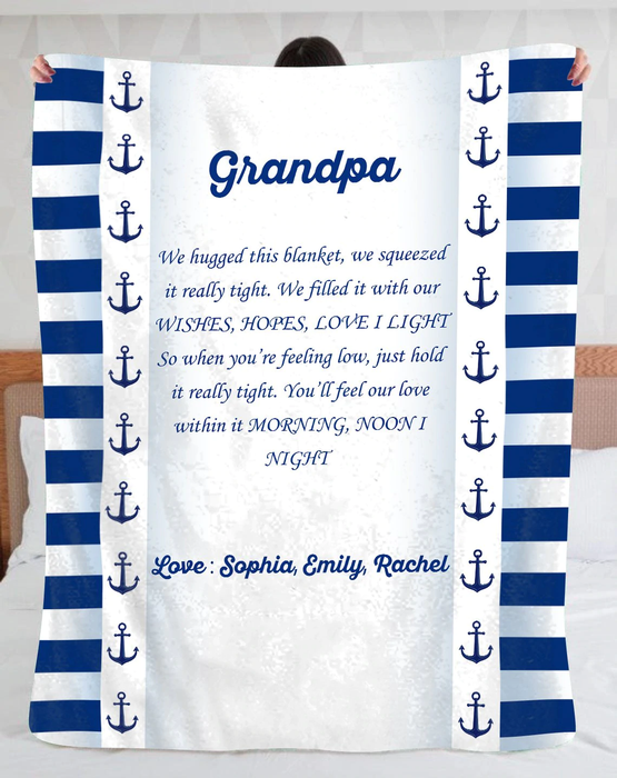 Personalized Blanket For Sailors To My Grandpa From Grandkid Feel Our Love Morning Night Father's Day Blanket Custom Name