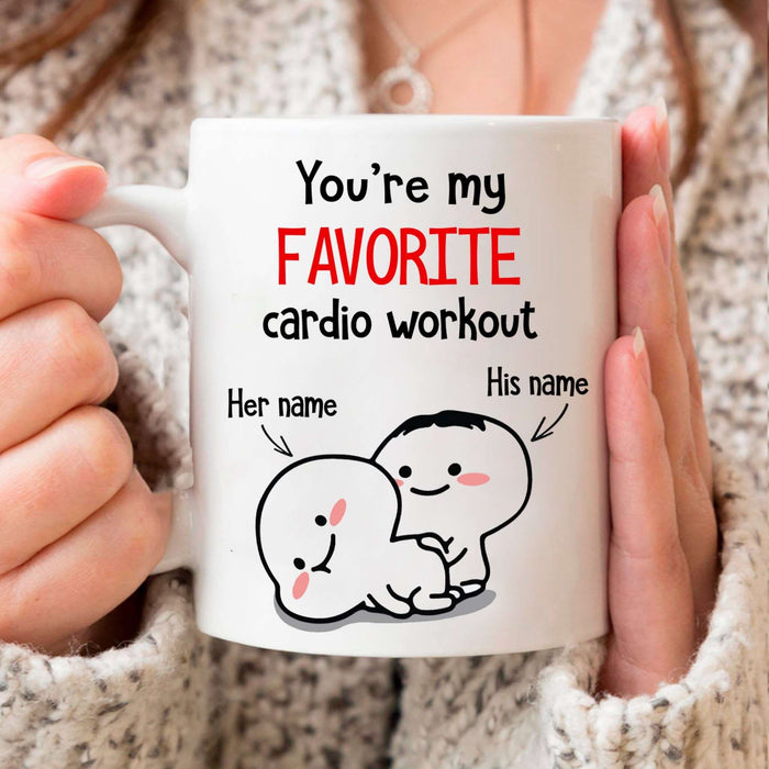 Personalized Coffee Mug For Couple You're My Favorite Cardio Workout Funny Mugs Custom Name Ceramic Mug 11Oz 15Oz