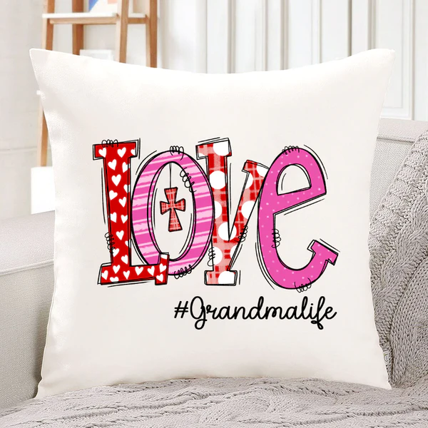 Personalized Square Pillow For Grandma Life Christian Cross Heart Custom Hashtag Sofa Cushion Thanksgiving Gifts