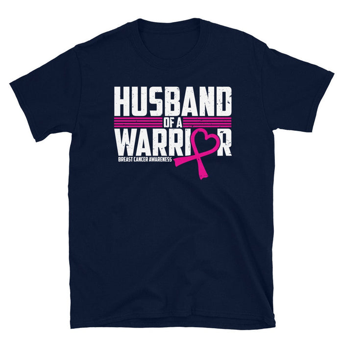 Personalized T-Shirt For Breast Cancer Awareness Husband Of A Warrior Pink Ribbon Printed Custom Any Title