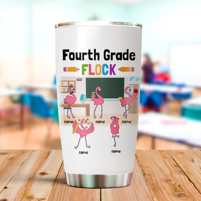 Personalized Tumbler For Teacher Student Fourth Grade Flock Cute Flamingo Custom Name Back To School Gifts 20oz Cup