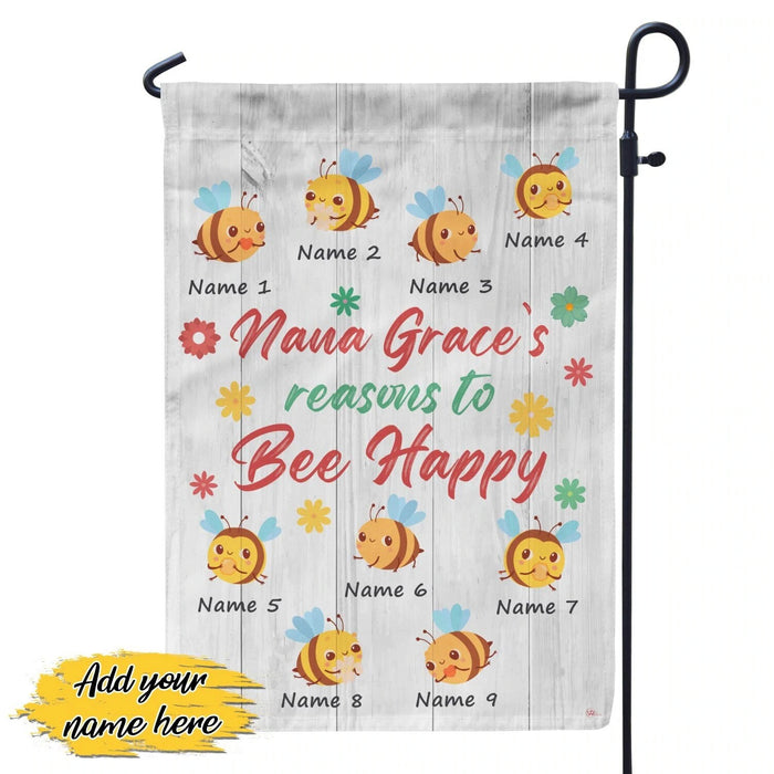 Personalized Garden Flag For Nana Nana's Reasons To Bee Happy Cute Flower Custom Grandkids Name Welcome Flag Gifts