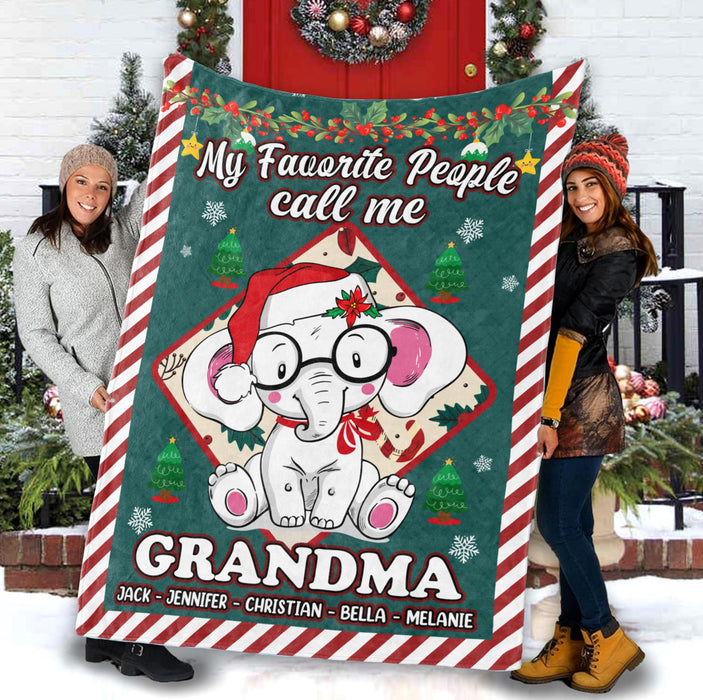 Personalized To My Grandma Blanket From Grandkids My Favorite People Call Me Pink Elephant Custom Name Christmas Gifts