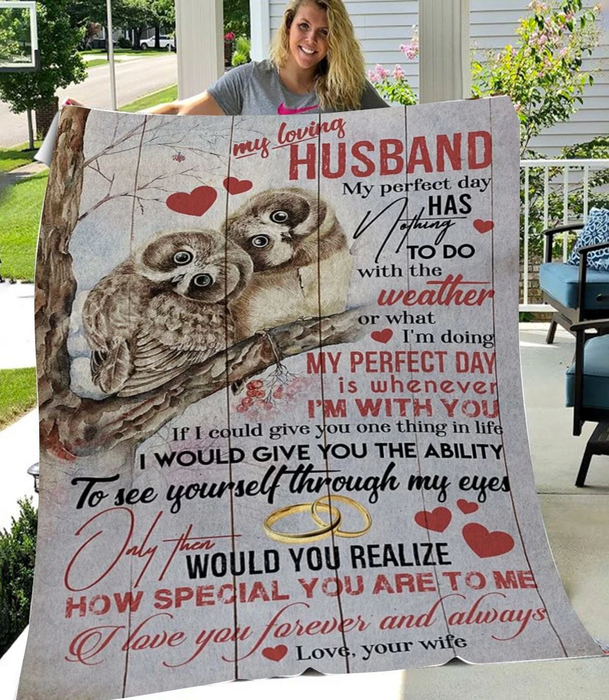 Personalized Blanket To My Loving Husband I Love You Forever & Always Print Owl Couple Custom Name Valentine Blankets