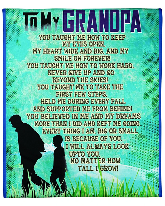 Personalized To My Grandpa Fleece Blanket From Grandson I Will Always Look Upto You Sherpa Blanket Custom Name