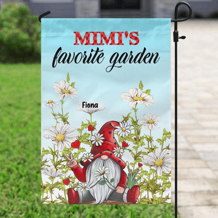 Personalized Garden Flag For Grandma Mimi's Favorite Garden Cute Gnome Flower Custom Grandkids Name Welcome Flag Gifts