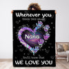 Personalized Blanket For Grandma Handprint Heart Twinkle Design Whenever You Touch This Heart Custom Grandkids Names