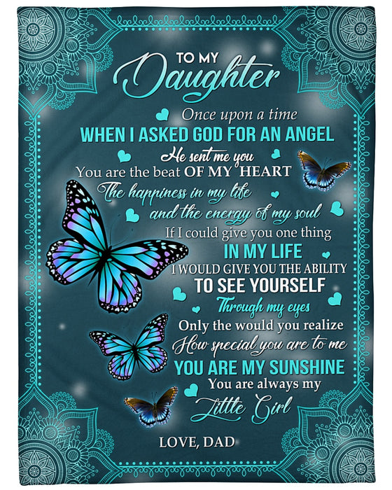 Personalized To My Daughter Blanket From Mom Dad Mandala Butterflies When I Asked God Custom Name Gifts For Birthday