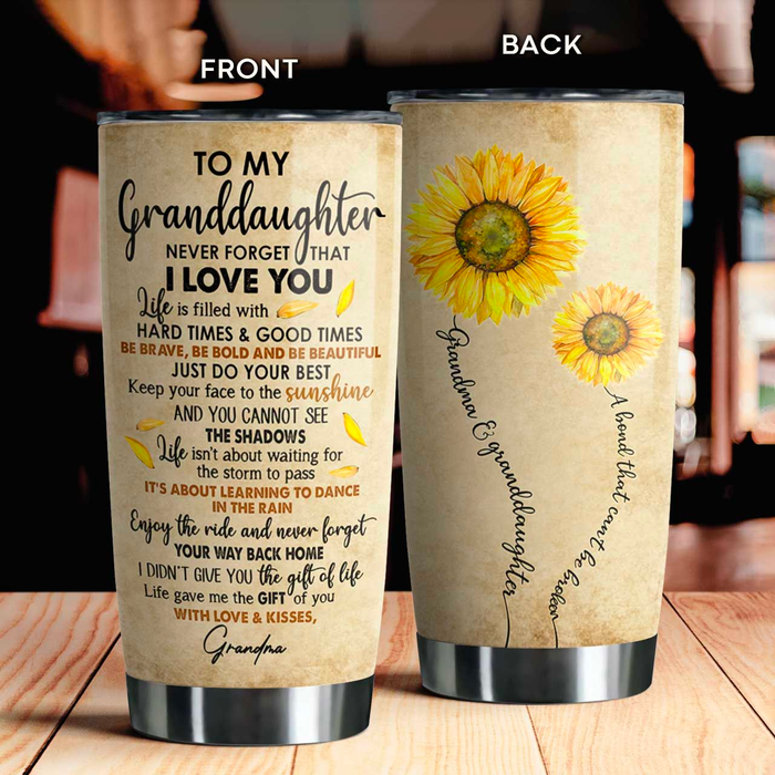 Personalized Tumbler To Granddaughter Gifts From Grandparents Learning Dance In The Rain Vintage Custom Name Travel Cup