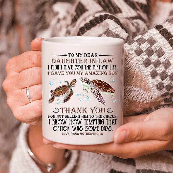 Personalized Coffee Mug Gifts For Daughter In Law Turtles I Gave My Amazing Son Custom Name White Cup For Christmas