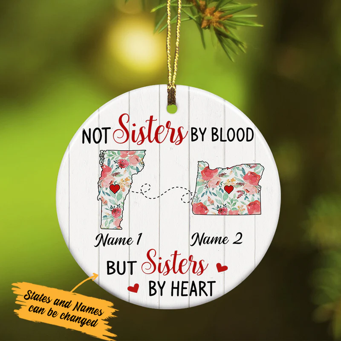 Personalized Ornament Long Distance Gifts For Bestie Sisters At Heart Long Distance  Custom Name Xmas Tree Hanging