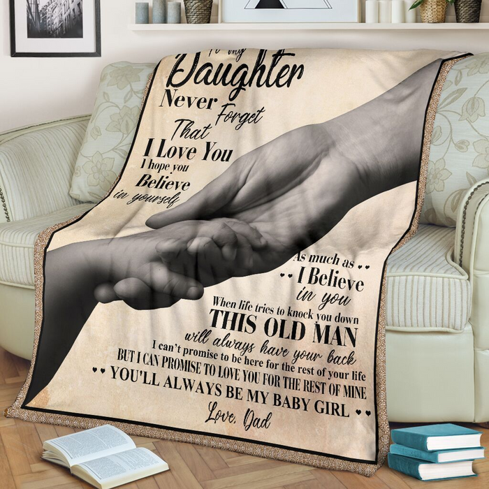 Personalized This Old Man Fleece Blanket To My Daughter 3D Holding Hand Print Custom Name Blankets Lovely Gifts