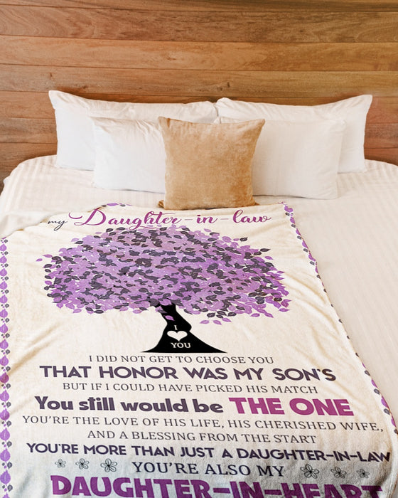 Personalized To My Daughter In Law Blanket I Didn't Get To Choose You Pink Tree Custom Name Gifts For Christmas