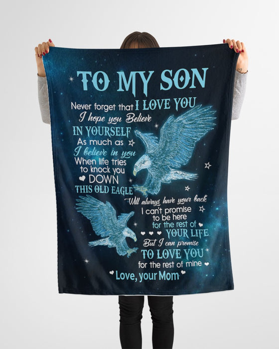 Personalized To My Son Blanket From Parents Custom Name Eagle Always Have Your Back Flying In Night Gifts For Christmas