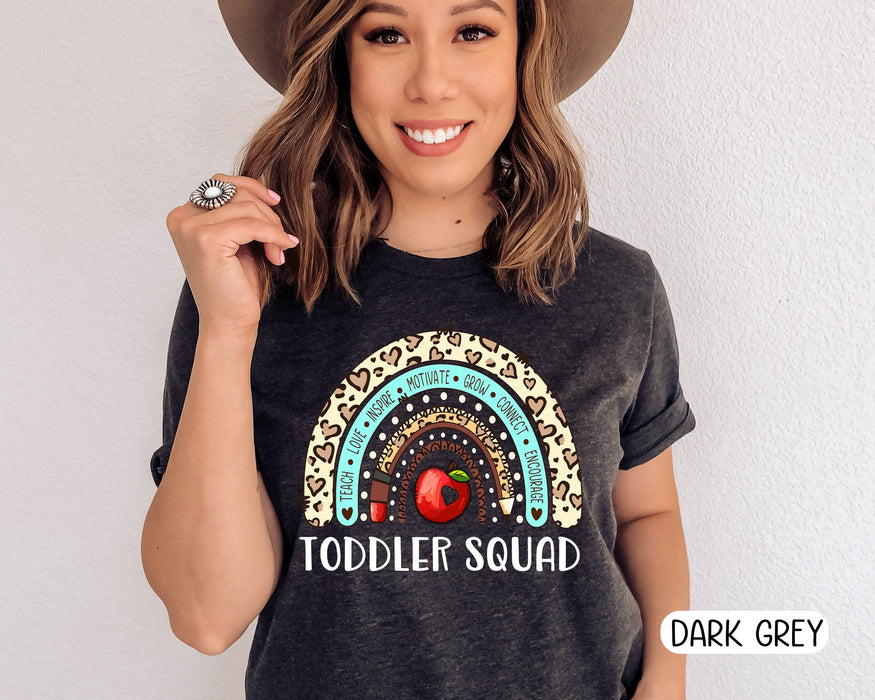 Classic T-Shirt For Teacher Toddler Squad Teach Love Inspire Rainbow Childhood Education Shirt Gifts For Back To School