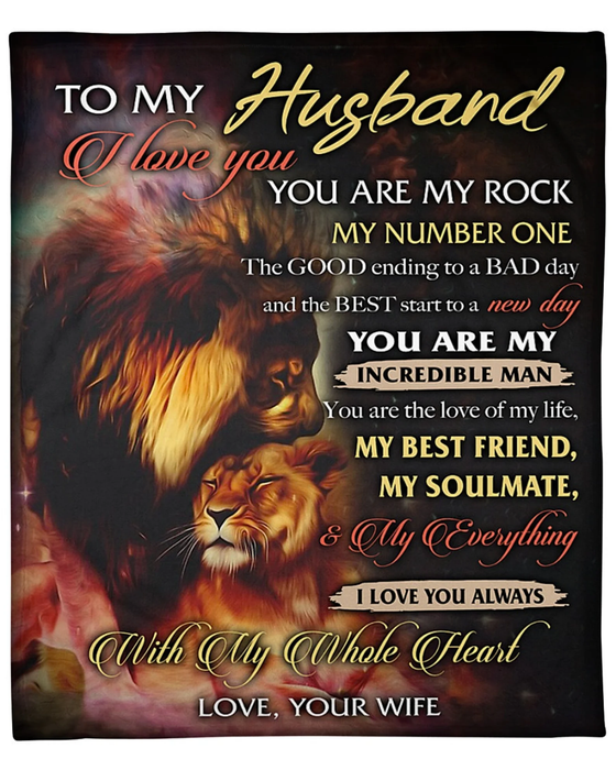 Personalized Romantic Blanket To My Husband You Are The Love Of My Life Print Lion Couple Custom Name Valentine Blankets