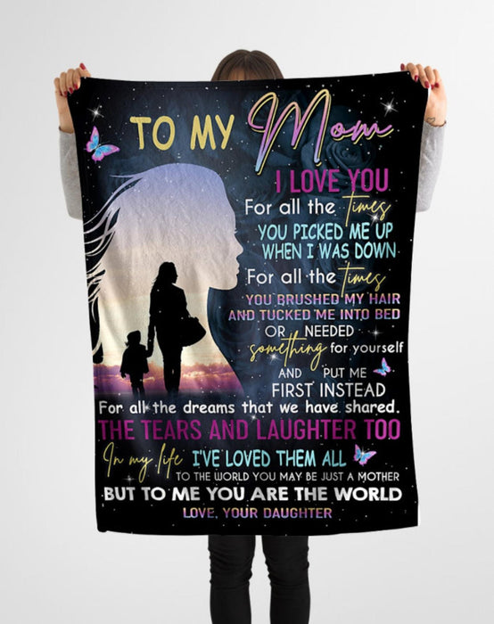 Personalized Blanket To My Mom I Love You For All The Time Hold Hand Mother & Baby Prints Custom Name Blankets