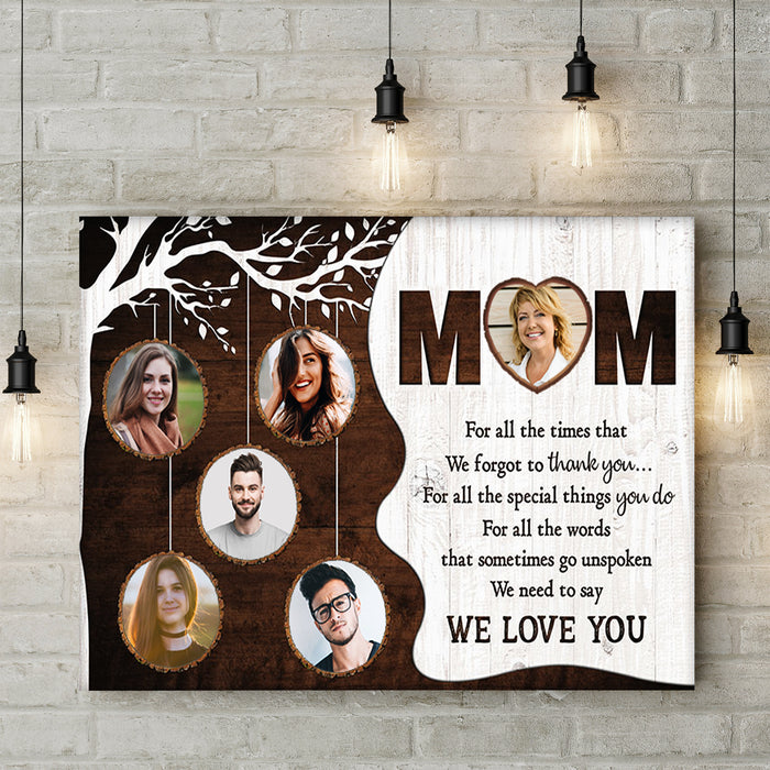 Personalized Canvas Wall Art For Mom From Kids All Words Sometimes Unspoken Custom Name & Photo Poster Prints Home Decor