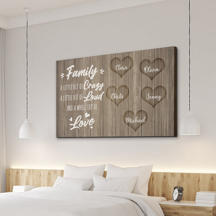 Personalized Canvas Wall Art Gifts For Family Wooden Heart A Little Bit Crazy Custom Name Poster Prints Wall Decor