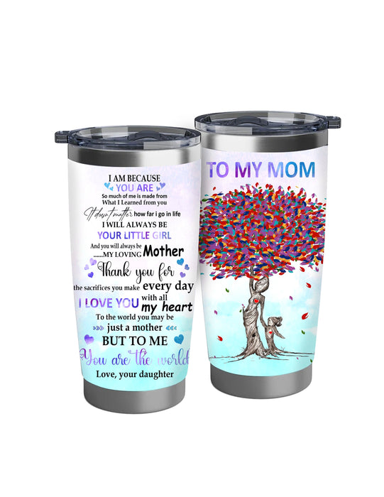 Personalized Tumbler To Mommy Hand In Hand Colorful Tree Gifts For Mom Custom Name Travel Cup For Birthday Christmas