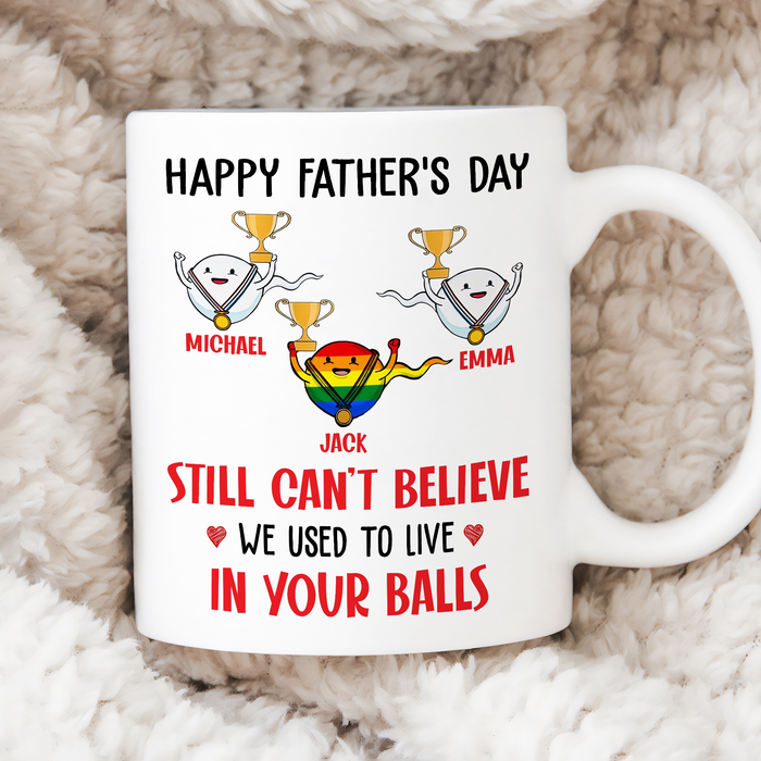 Personalized White Ceramic Mug For Dad Still Can't Believe Funny Sperm Printed Custom Kids Name 11 15oz Cup