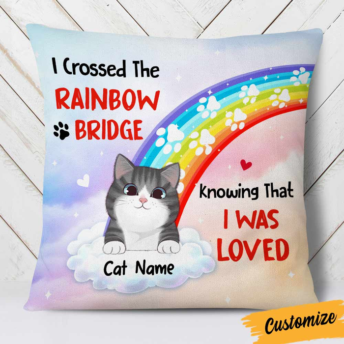 Personalized Square Pillow Gifts For Cat Lovers I Crossed The Rainbow Bride Custom Name Sofa Cushion For Christmas
