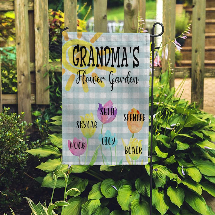 Personalized Garden Flag For Nana Grandma's Flower Garden Tulip Custom Grandkids Name Welcome Flag Gifts For Christmas