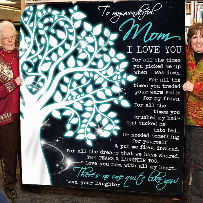 Personalized Fleece Blanket To My Wonderful Mom I Love You With All My Heart Light Tree Printed Custom Name Blankets