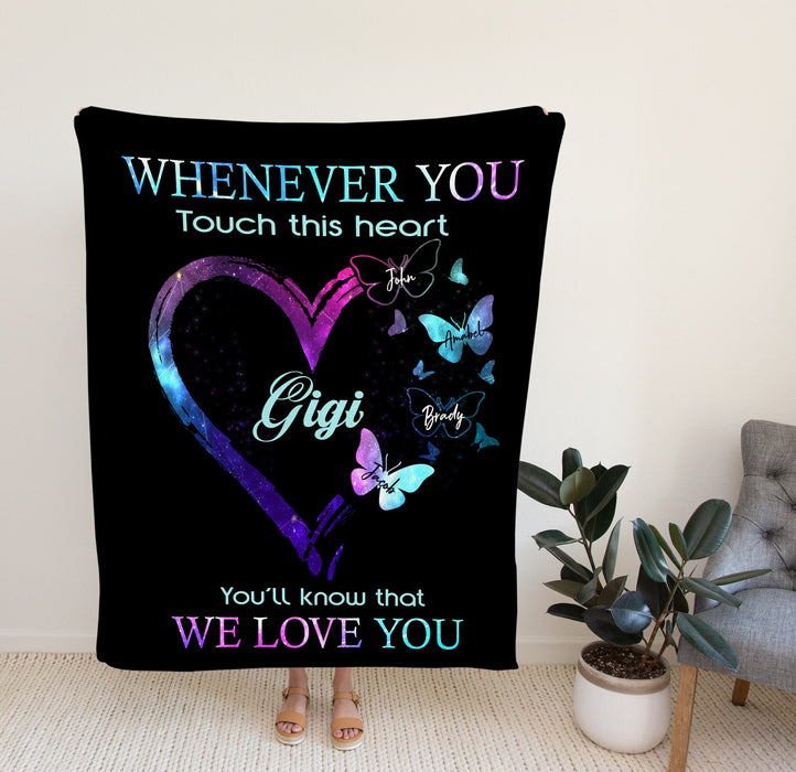 Personalized To My Grandma Blanket From Grandkids Gigi Colorful Butterflies Heart Custom Name Gifts For Christmas