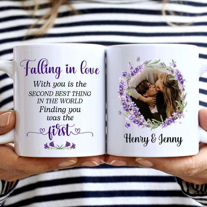 Personalized Coffee Mug Gifts For Couples Finding You Was The First Flowers Custom Name Photo White Cup For Anniversary
