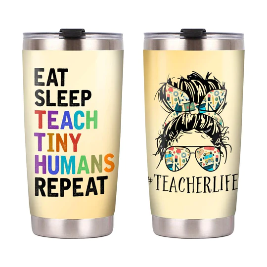 Personalized Tumbler For Teacher Eat Sleep Teach Tiny Humans Repeat Custom Name 20oz Travel Cup Gifts For Back To School