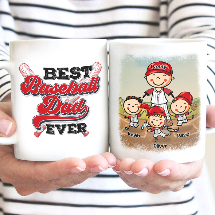 Personalized Ceramic Coffee Mug Best Baseball Dad Ever To Dad Funny Cute Funny Kids Print Custom Name 11 15oz Cup