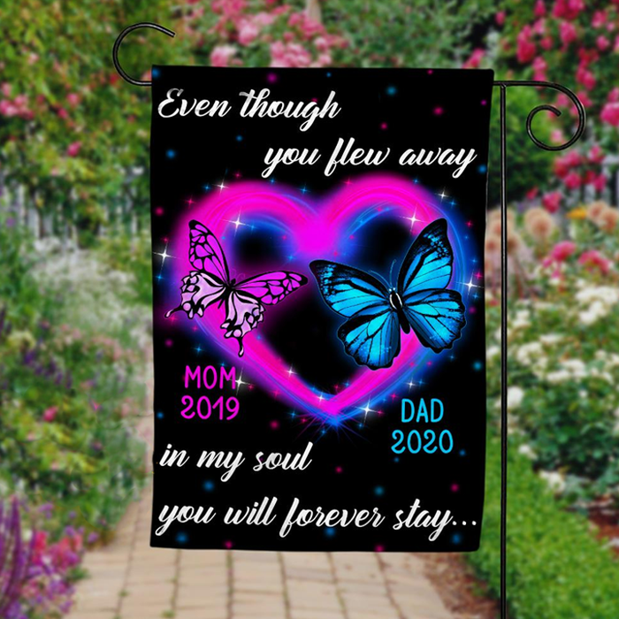 Personalized Memorial Gifts Flag For Family In Heaven Butterflies You Flew Away Custom Name Cemetery Decoration